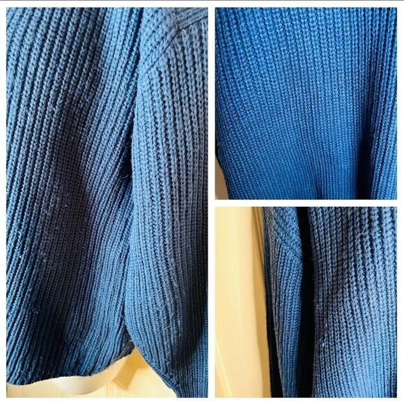 Philosophy Button Shoulder Dolman Boatneck Sweater Balloon Sleeve Blue S - Picture 9 of 11